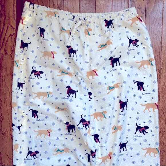 LL Bean Retriever Dog Print Flannel Pajama Pant Lounge Pant MED EUC - Picture 11 of 14